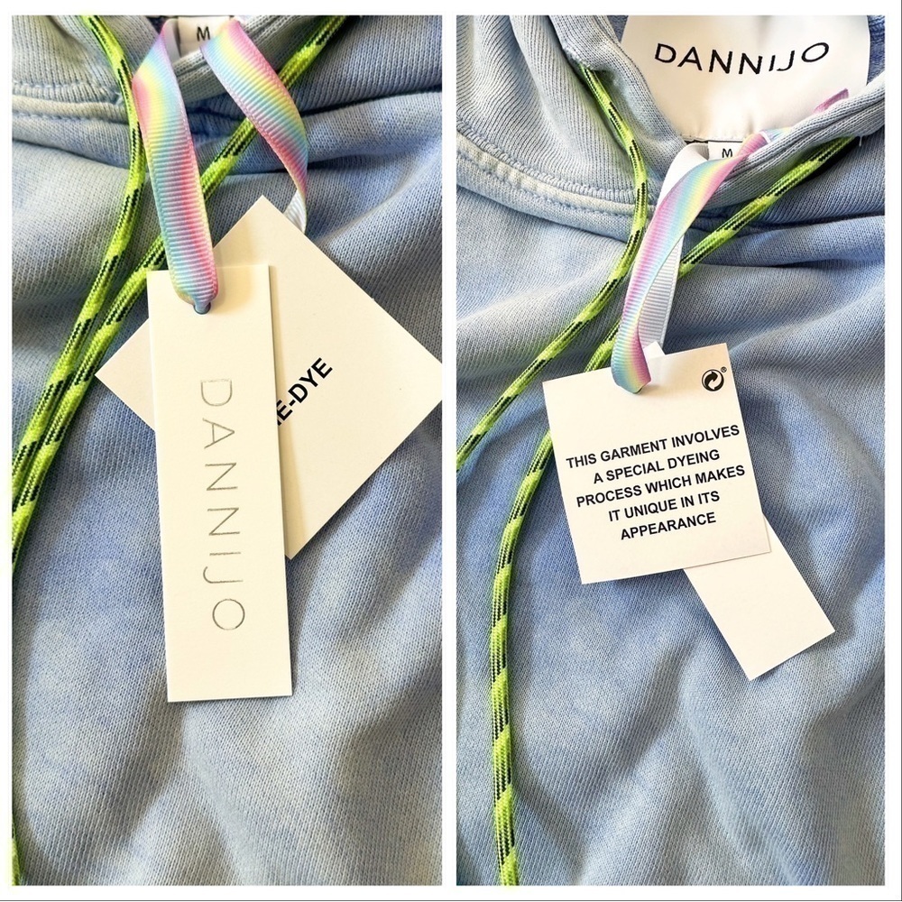 New with tag, DANNIJO Tie Dye Hoodie, Blue & White, Size M - Picture 9 of 14